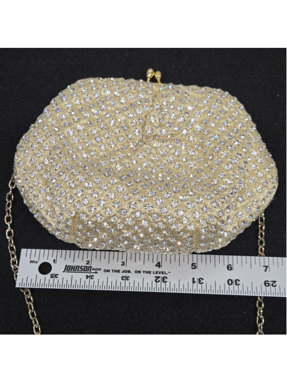 Vintage-style Gold Kiss lock Evening Clutch Glamour Retro Whimsigoth - Picture 9 of 10